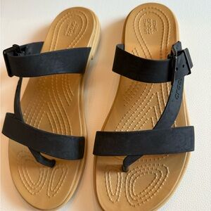 Crocs Iconic Comfort Black and Tan Sandals
